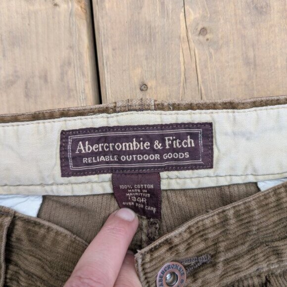 Abercrombie & Fitch Men's Brown Double Knee Corduroy Baggy Pants Size 34R - Picture 5 of 13